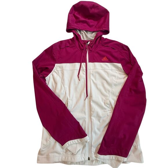 Adidas Marathon 10 Climaproof Running Jacket Burgundy Pink White Size M - Picture 1 of 16